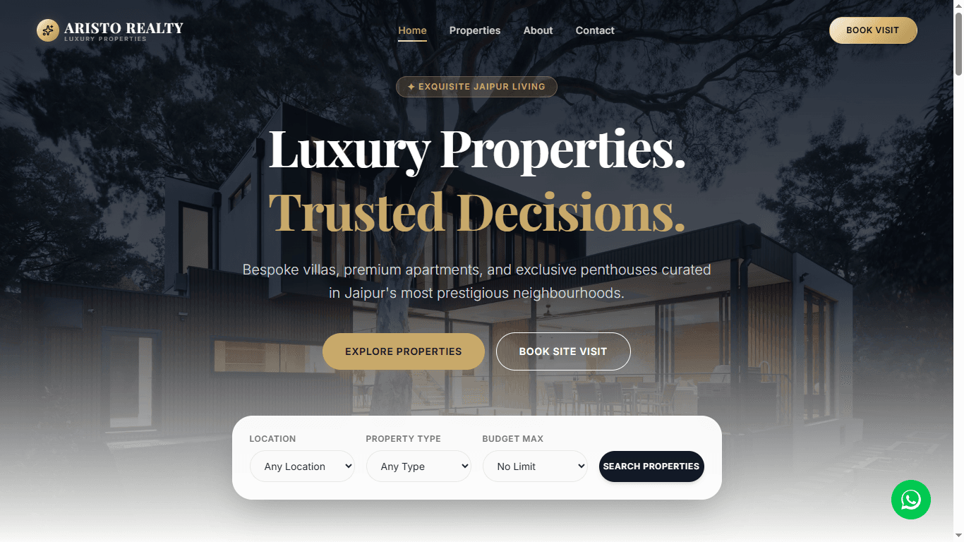 Real estate website design preview with property showcase and lead-generation layout