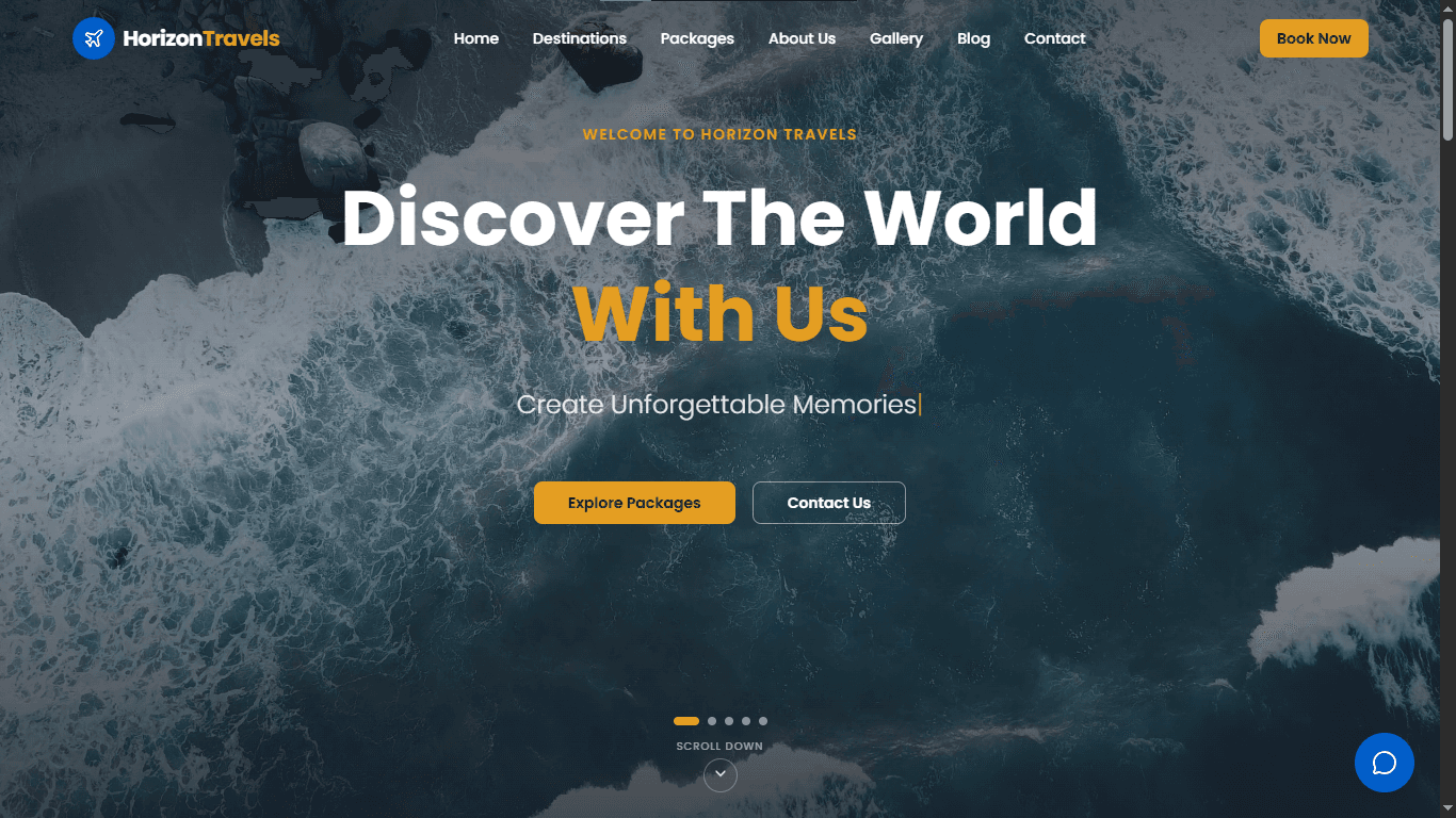 Travel agency website design preview with destination cards and booking-led homepage layout